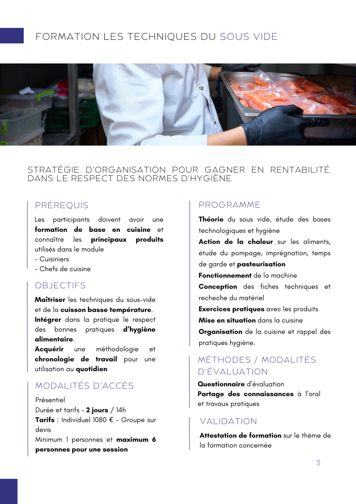 Programme les techniques sous vide